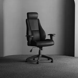 Winsor Medium Back Executive Black Leather Office Chair with Arms