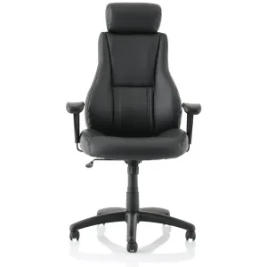 Winsor Medium Back Executive Black Leather Office Chair with Arms