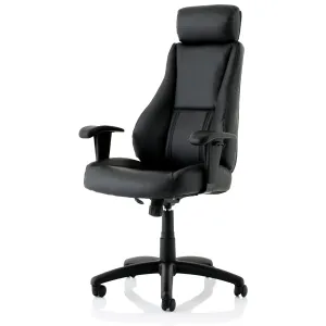 Winsor Medium Back Executive Black Leather Office Chair with Arms