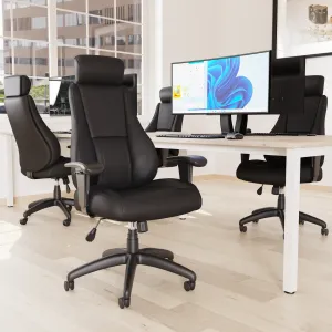 Winsor Medium Back Executive Black Leather Office Chair with Arms