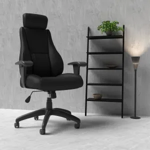 Winsor Medium Back Executive Black Leather Office Chair with Arms