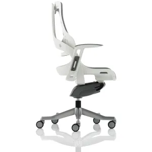Zure High Back White Shell Elastomer Executive Office Chair with Arms