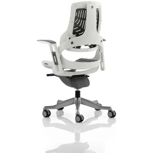 Zure High Back White Shell Elastomer Executive Office Chair with Arms