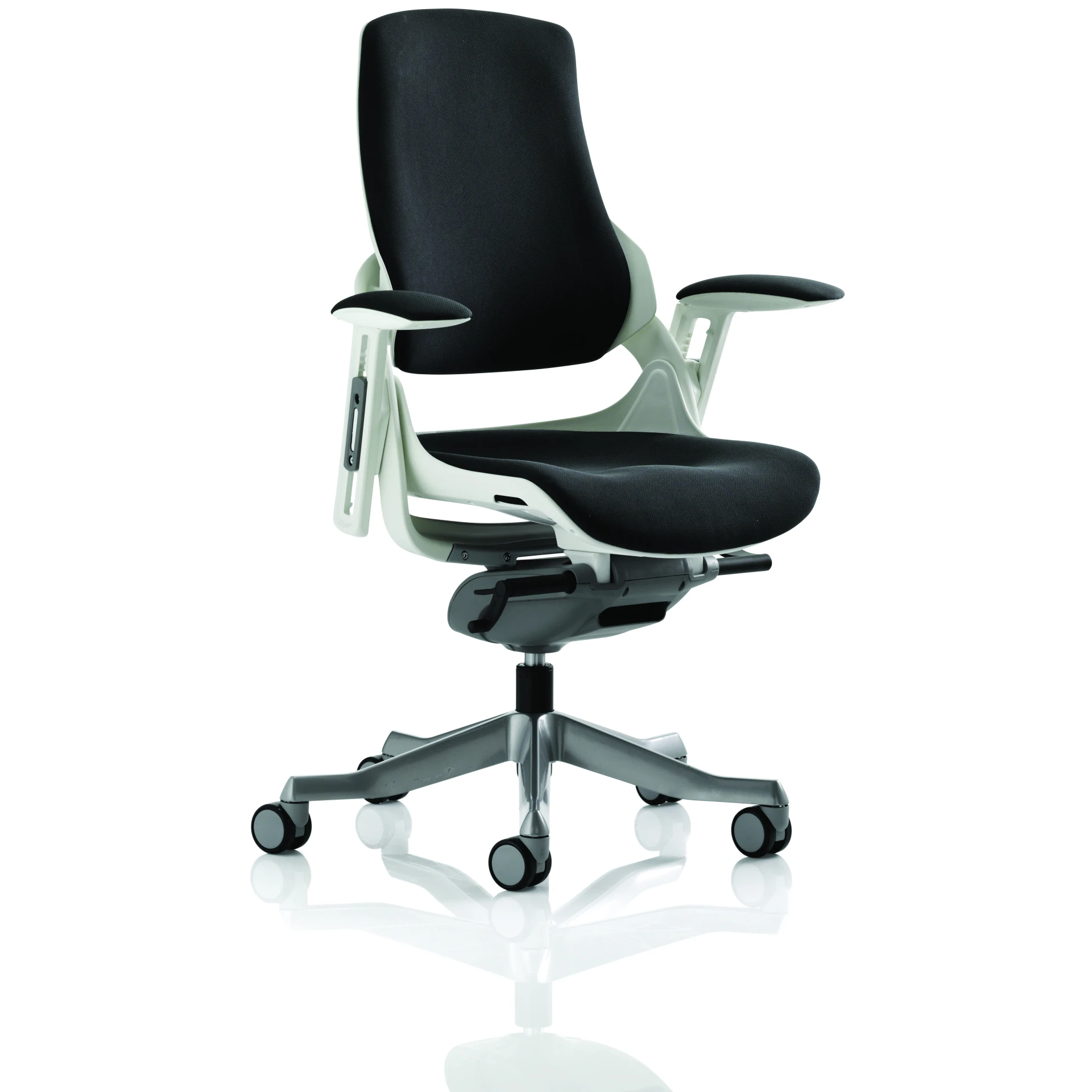 Zure High Back White Shell Fabric Executive Office Chair with Arms