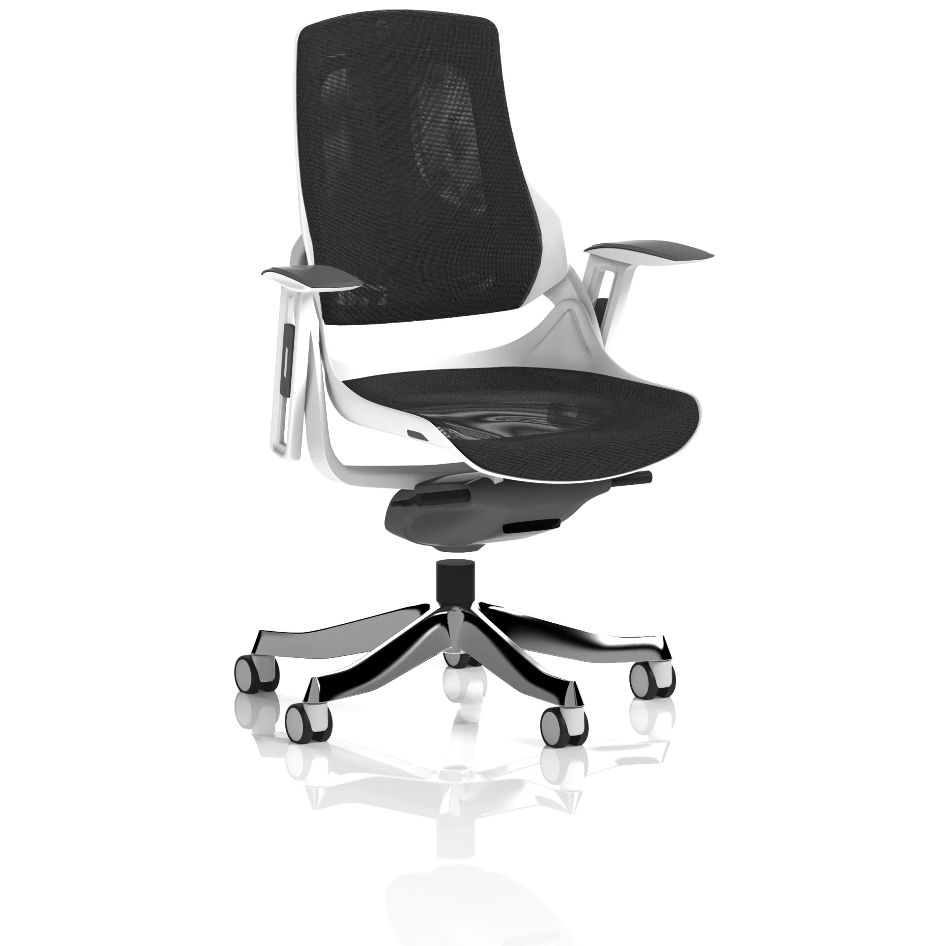 Zure High Back White Shell Mesh Executive Office Chair with Arms