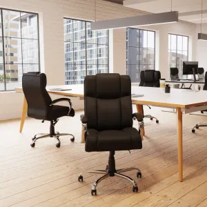 Texas High Back Heavy Duty Executive Black Leather Office Chair with Arms