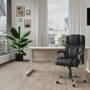Texas High Back Heavy Duty Executive Black Leather Office Chair with Arms