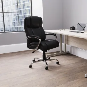 Texas High Back Heavy Duty Executive Black Leather Office Chair with Arms
