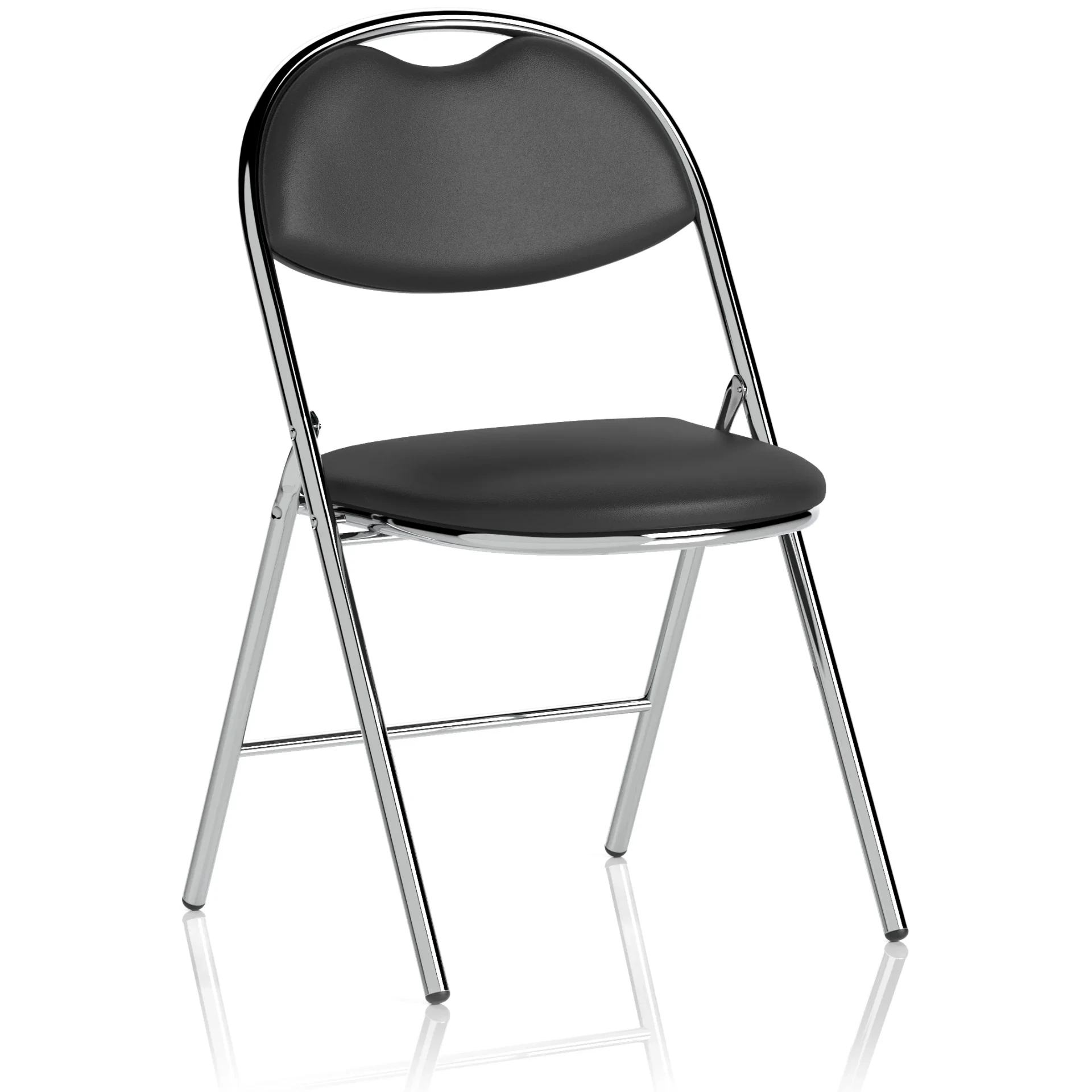 Milan High Back Black Vinyl Chrome Frame Folding Visitor Chair