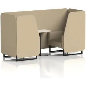 Brixworth Booth With Table Black Frame - 2 Seater / White / Main Line Flax Upminster