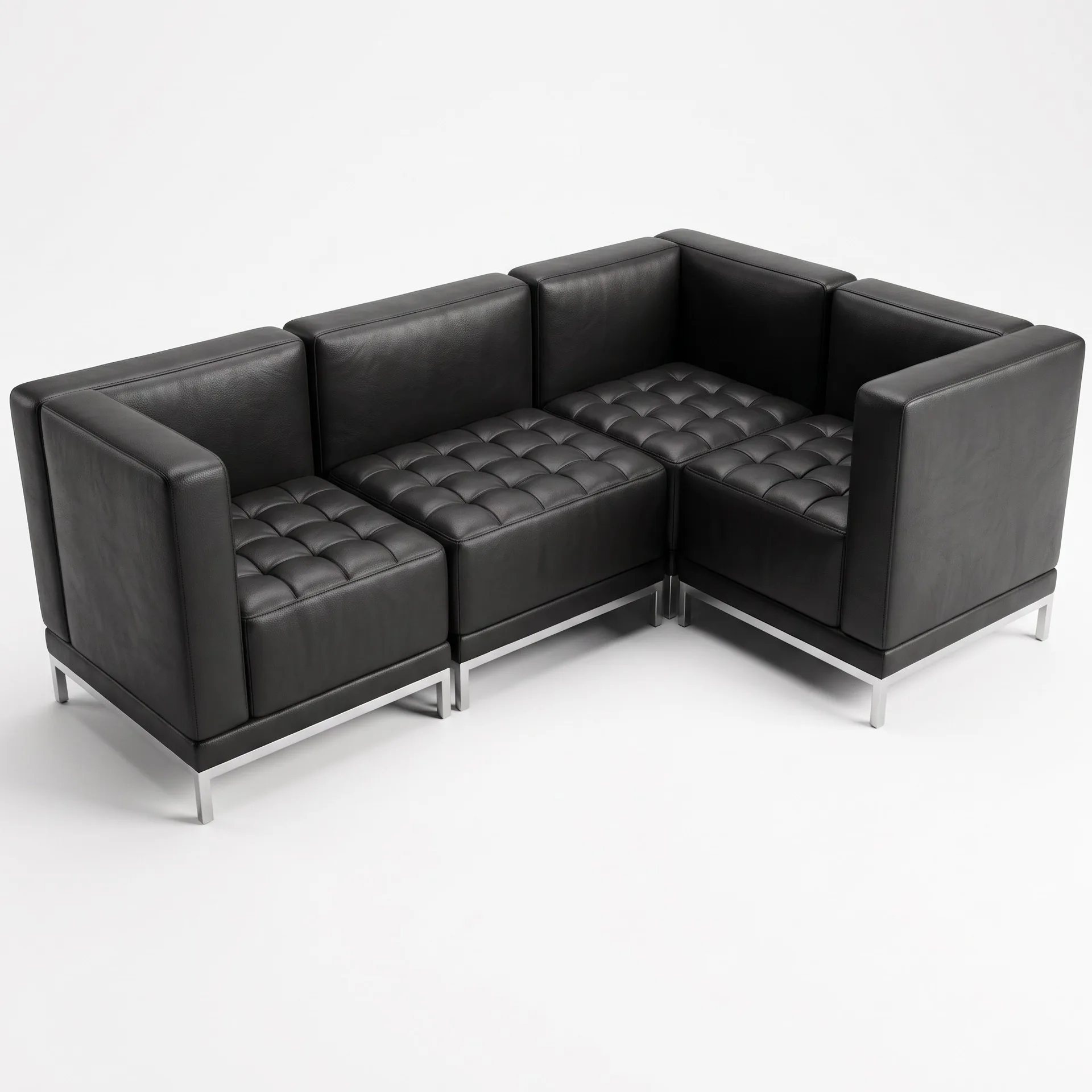 Infinity Black Leather Modular Reception Seating