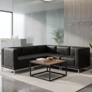 Infinity Black Leather Modular Reception Seating