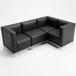Infinity Black Leather Modular Reception Seating