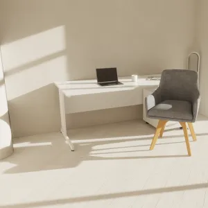 Carmen Grey Fabric Wooden Leg Visitor Chair