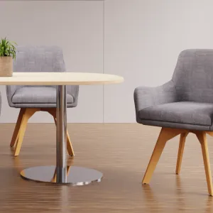 Carmen Grey Fabric Wooden Leg Visitor Chair