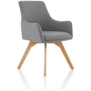 Carmen Grey Fabric Wooden Leg Visitor Chair