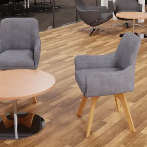 Carmen Grey Fabric Wooden Leg Visitor Chair