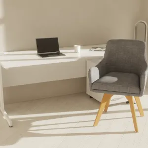 Carmen Grey Fabric Wooden Leg Visitor Chair