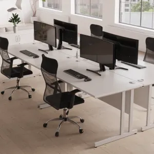Florence White Frame Fabric Seat Visitor Chair