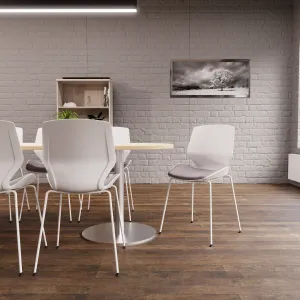 Florence White Frame Fabric Seat Visitor Chair