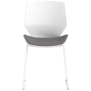 Florence Sled White Frame Fabric Seat Visitor Chair