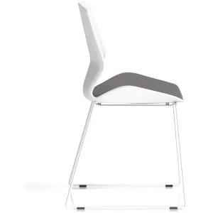 Florence Sled White Frame Fabric Seat Visitor Chair