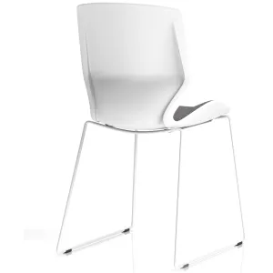 Florence Sled White Frame Fabric Seat Visitor Chair