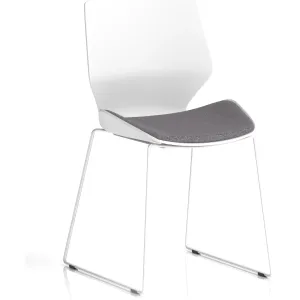 Florence Sled White Frame Fabric Seat Visitor Chair