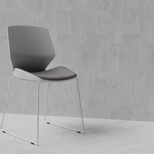Florence Sled White Frame Fabric Seat Visitor Chair