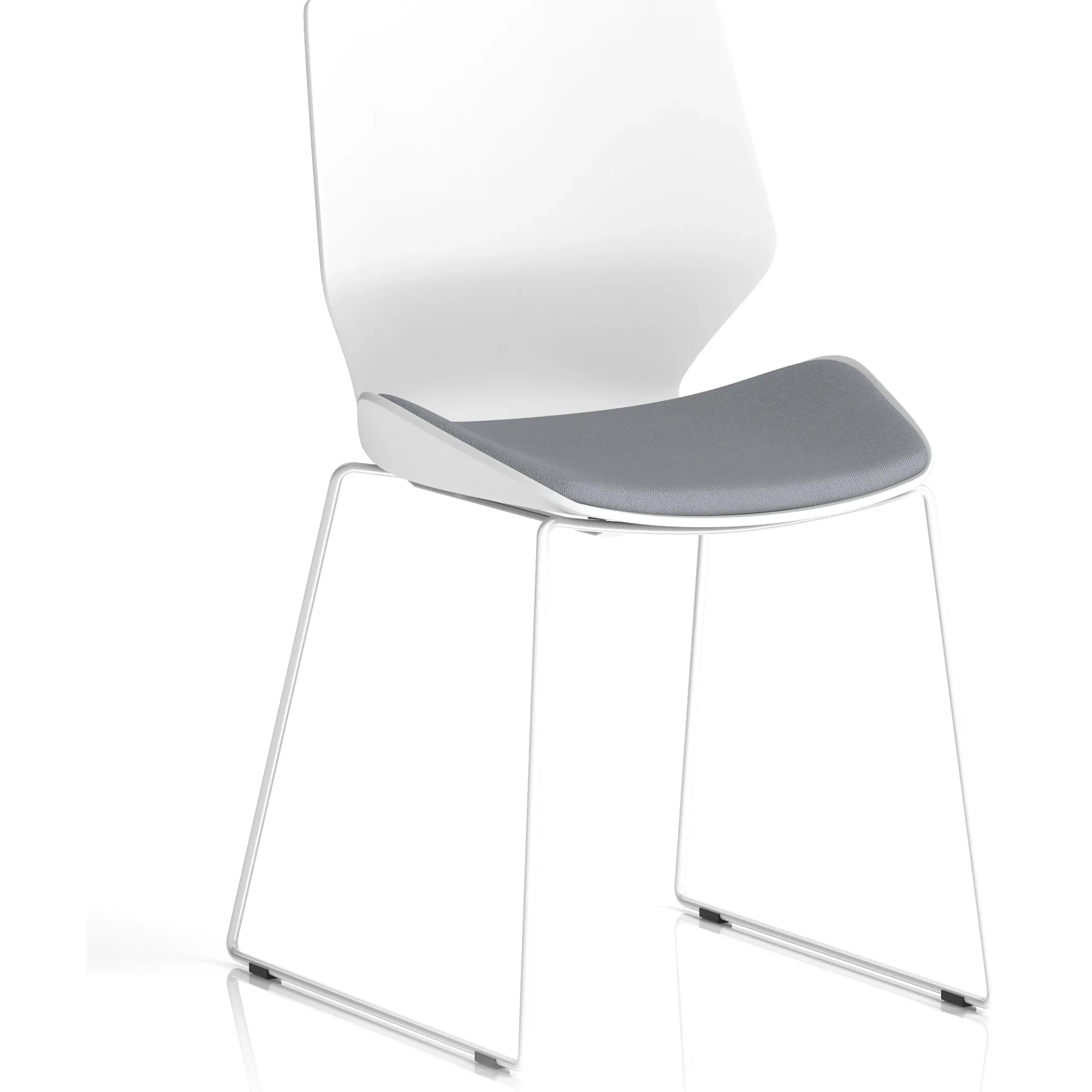 Florence Sled Frame White Shell Fabric Visitor Chair