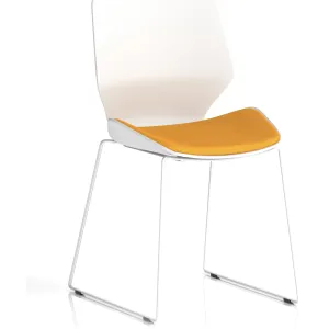 Florence Sled Frame White Shell Fabric Visitor Chair