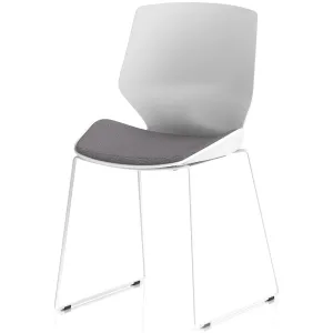 Florence Sled Frame White Shell Fabric Visitor Chair