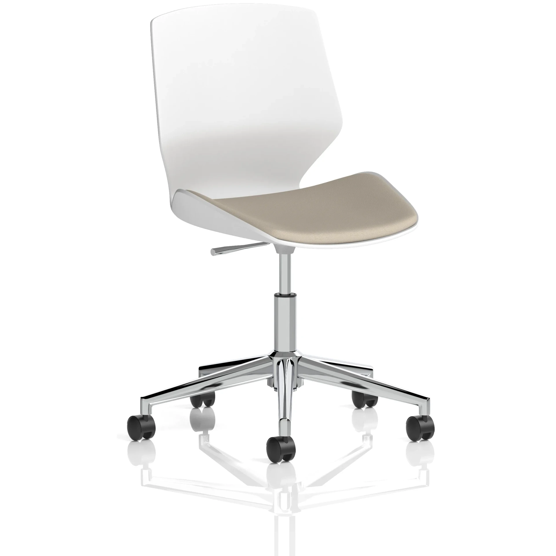 Florence White Shell Fabric Visitor Chair with Chrome 5-Star Base