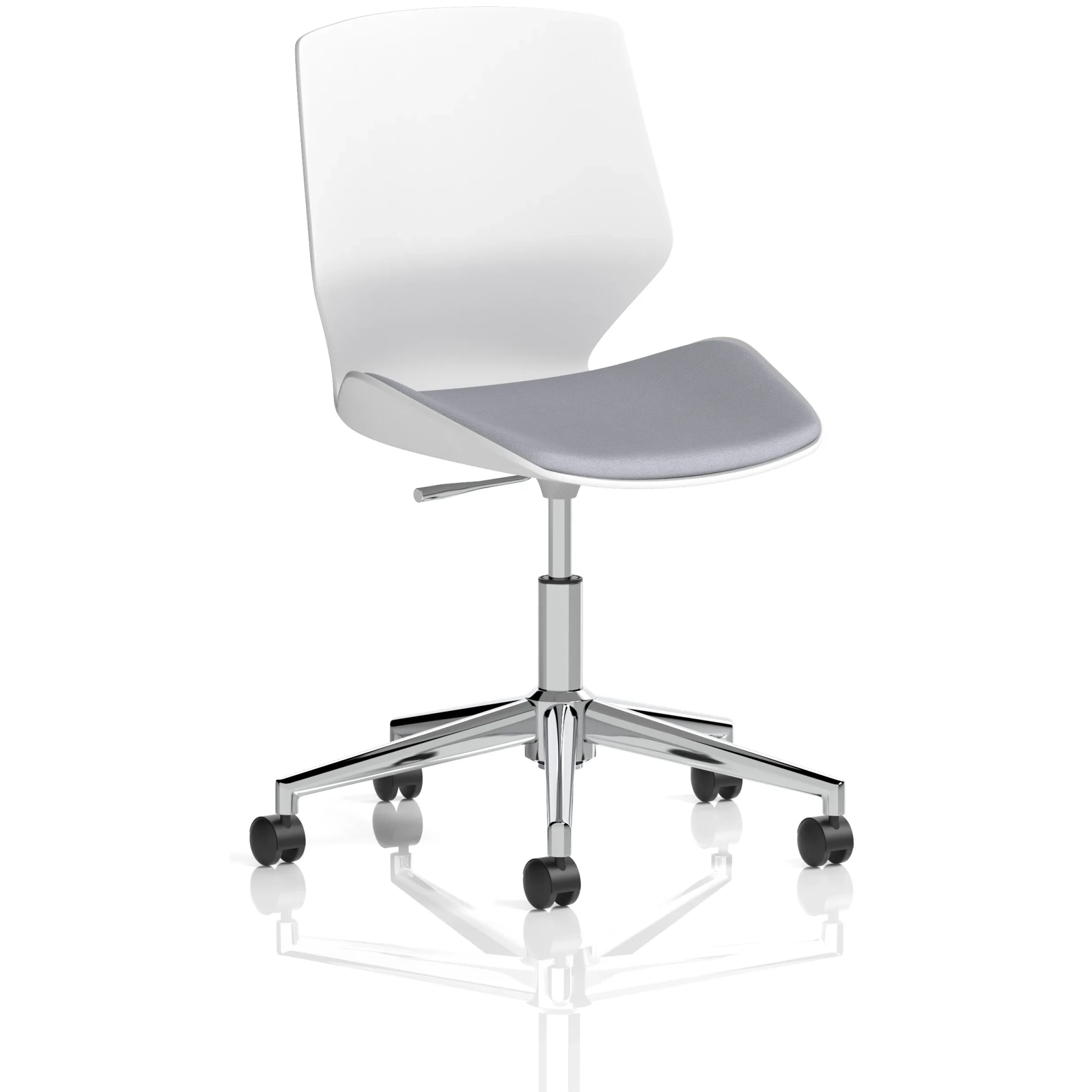 Florence White Shell Fabric Visitor Chair with Chrome 5-Star Base