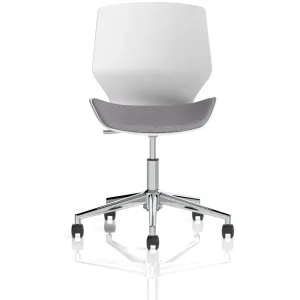 Florence White Shell Fabric Visitor Chair with Chrome 5-Star Base