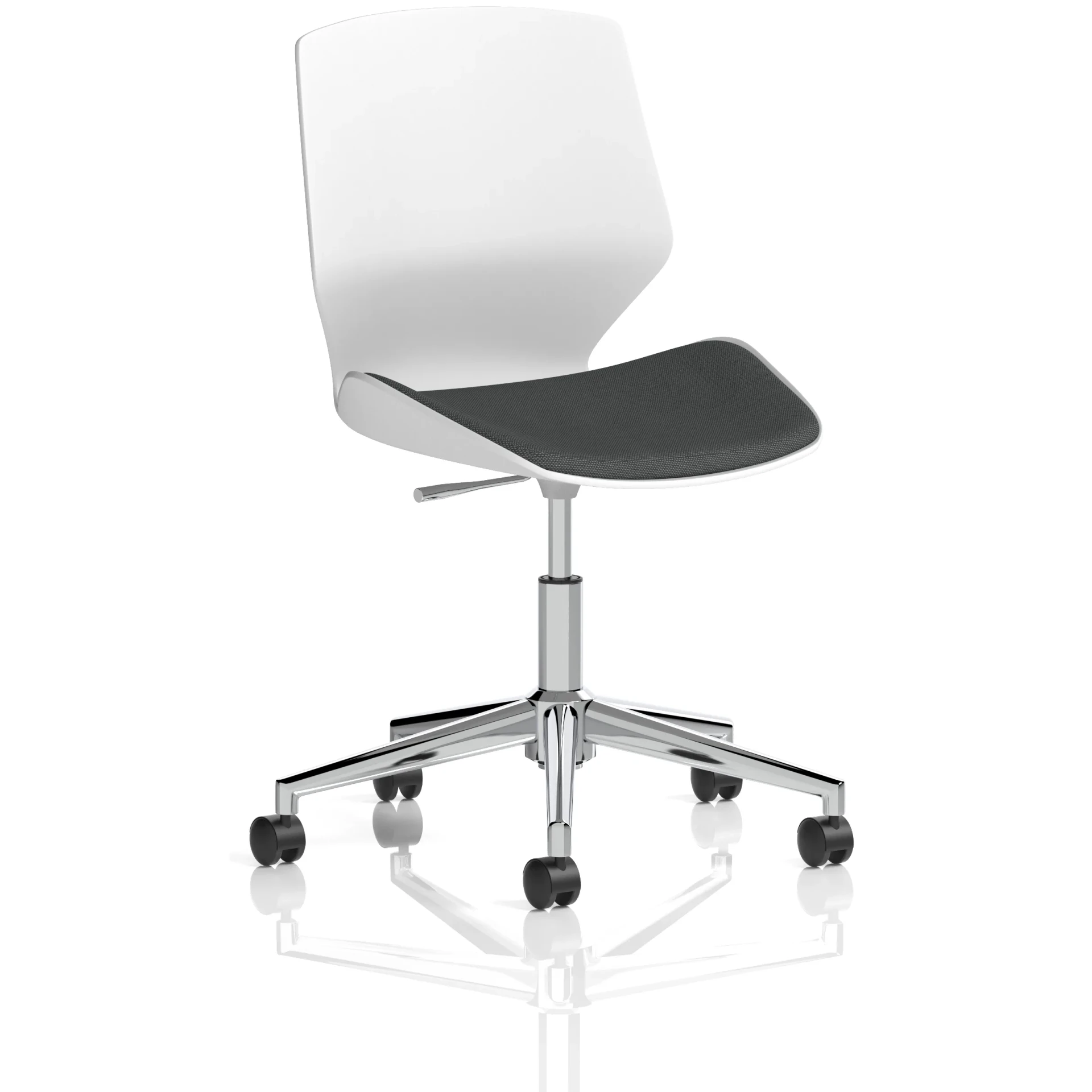 Florence White Shell Fabric Visitor Chair with Chrome 5-Star Base