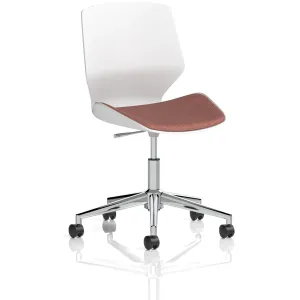 Florence White Shell Fabric Visitor Chair with Chrome 5-Star Base