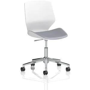 Florence White Shell Fabric Visitor Chair with Chrome 5-Star Base