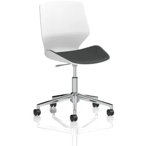 Florence White Shell Fabric Visitor Chair with Chrome 5-Star Base