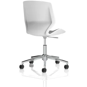 Florence White Shell Fabric Visitor Chair with Chrome 5-Star Base