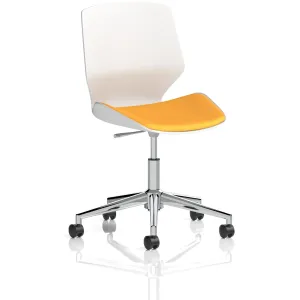 Florence White Shell Fabric Visitor Chair with Chrome 5-Star Base