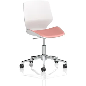 Florence White Shell Fabric Visitor Chair with Chrome 5-Star Base