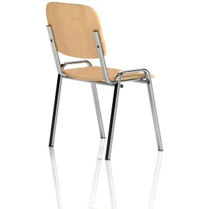 ISO Stacking Visitor/Conference Chair - Matching Back / Beech / Chrome
