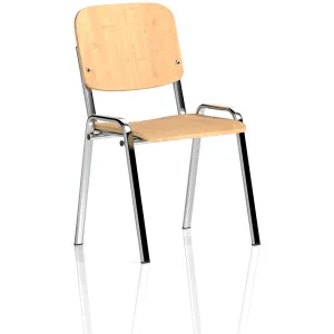 ISO Stacking Visitor/Conference Chair - Matching Back / Beech / Chrome