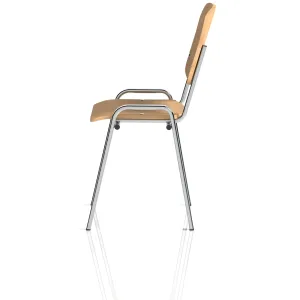 ISO Stacking Visitor/Conference Chair - Matching Back / Beech / Chrome