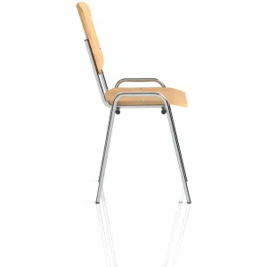 ISO Stacking Visitor/Conference Chair - Matching Back / Beech / Chrome
