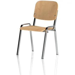 ISO Stacking Visitor/Conference Chair - Matching Back / Beech / Chrome