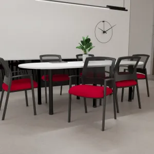 Metro Medium Mesh Back Stacking Visitor Chair with Arms