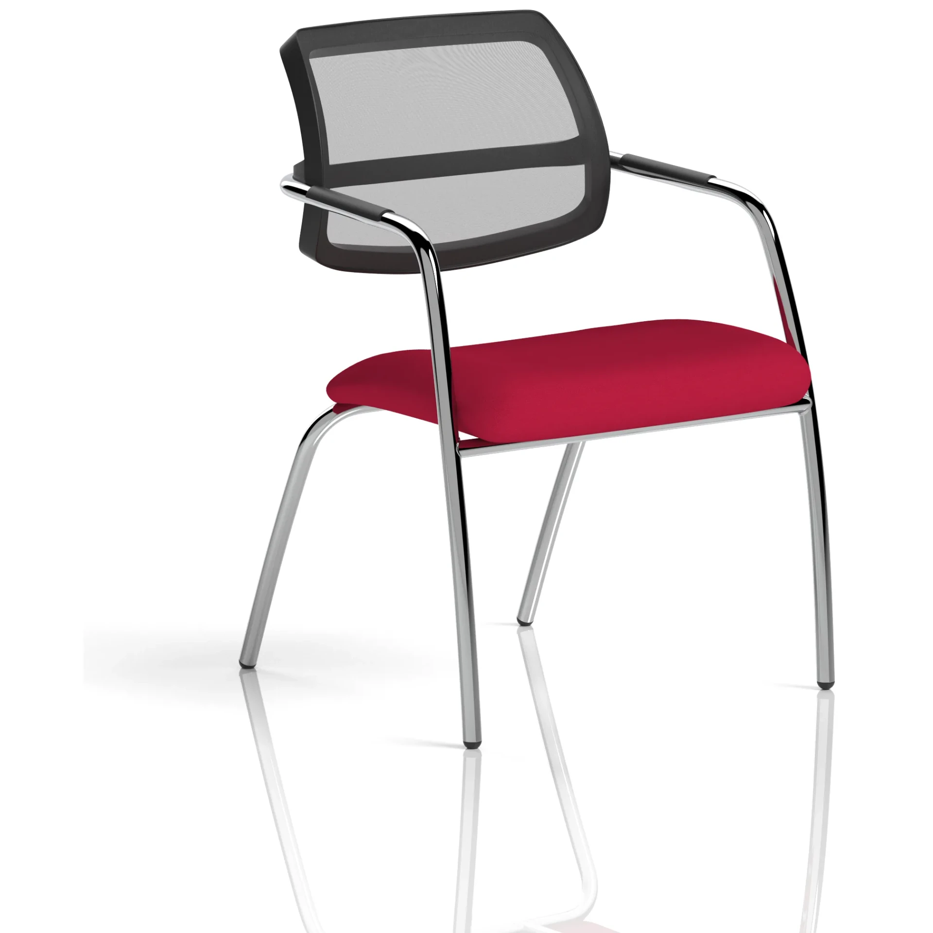 Swift Curved Mesh Back Straight Leg Visitor Chair with Arms