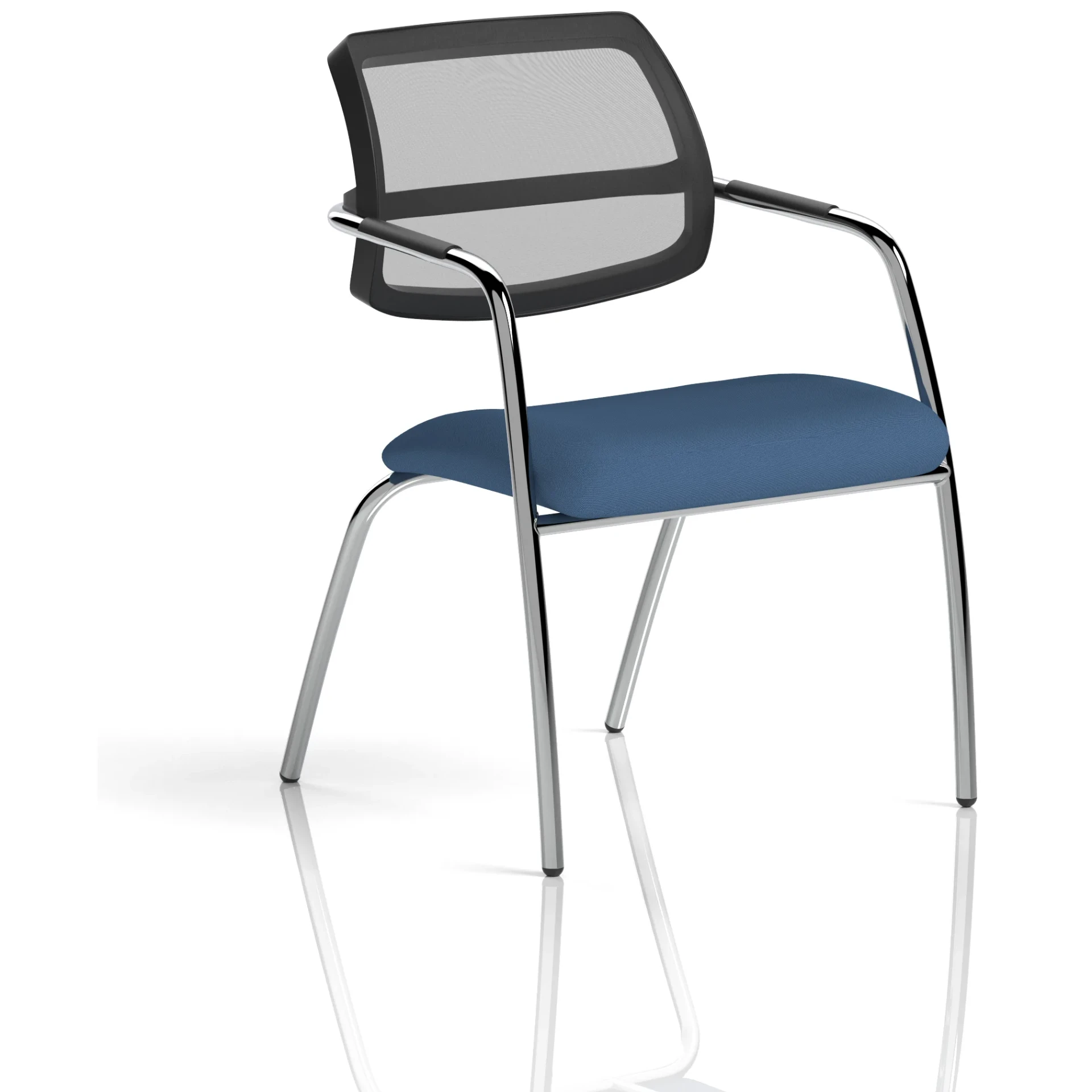Swift Curved Mesh Back Straight Leg Visitor Chair with Arms